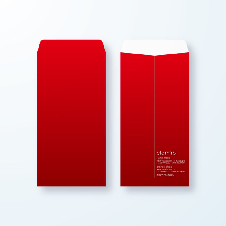 封筒デザイン【長3封筒】深い赤のインテリジェンスを感じる封筒