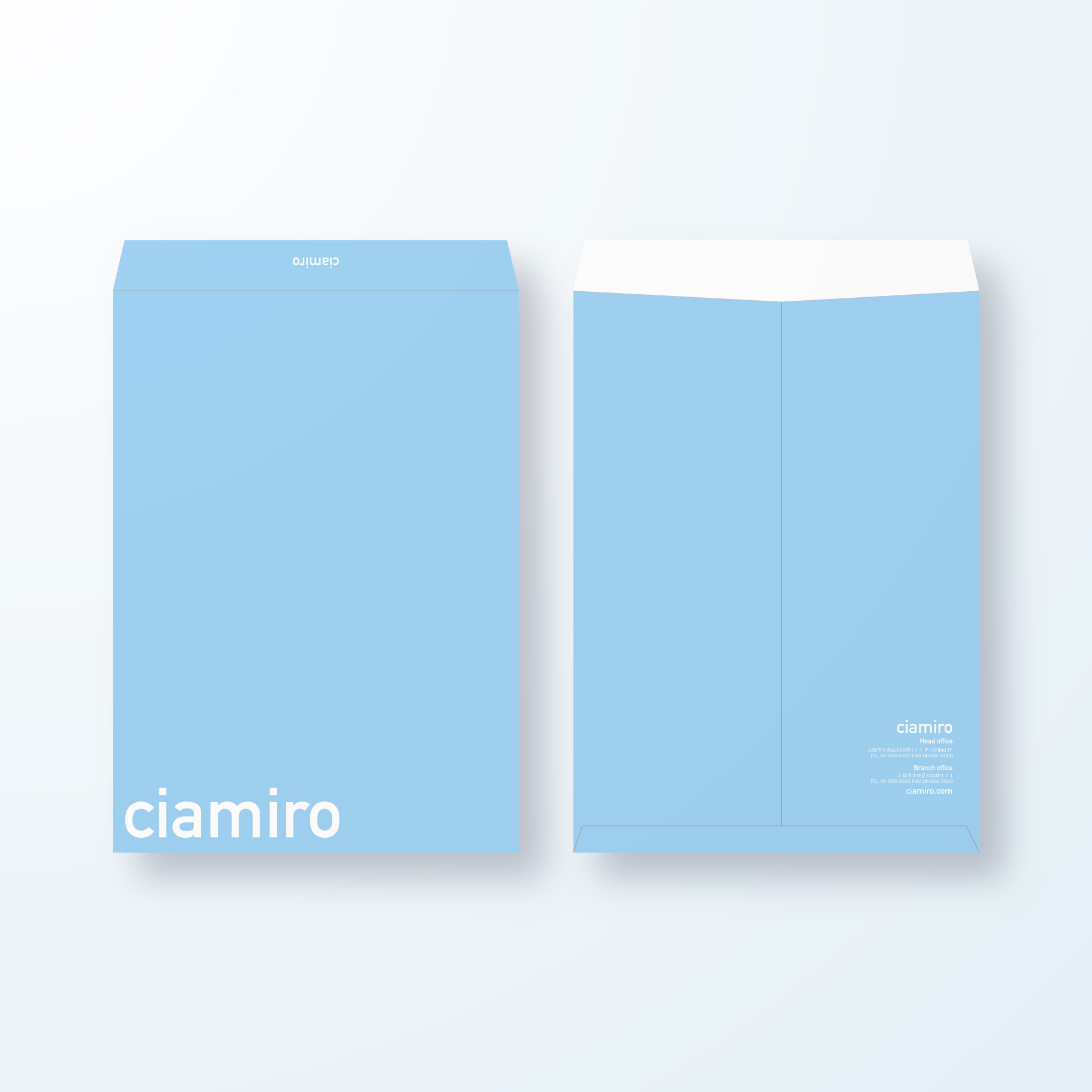 角2封筒 おしゃれ 清涼感のある水色単色封筒 Ciamiro