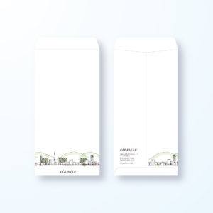 封筒デザイン【長3封筒】街の風景画の封筒デザイン
