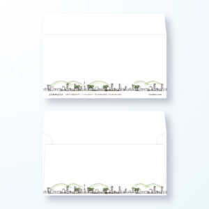封筒デザイン【洋長3封筒】街の風景画の封筒デザイン