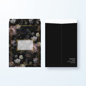 封筒デザイン【角2封筒】バラの花×ブラックデザイン封筒